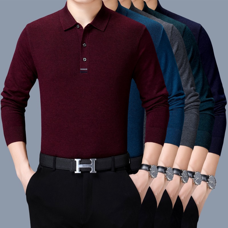 Áo Thun Nam Kín Cổ Hàng Mùa Xuân Thu Đông Trung Niên