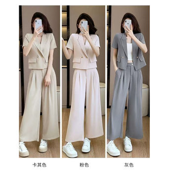 Korean Style Small Suit suit Women's 2025 Summer New Fashionable Elegant Slim-fit Short Two-piece Fashionable Suit
