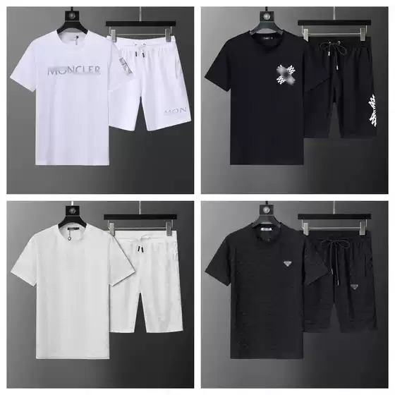 Authentic Version 26 New Style B Brand g Brand Short-Sleeve Shorts Set Jacquard Fashion Versatile Casual Unisex Foreign Trade