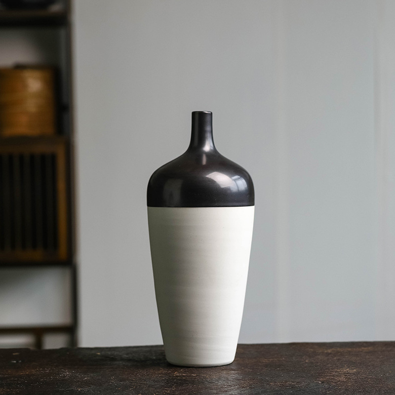 禅意新中式风家居客厅电视柜茶几玄关样板房创意竹纹陶瓷装饰花瓶 - 图1