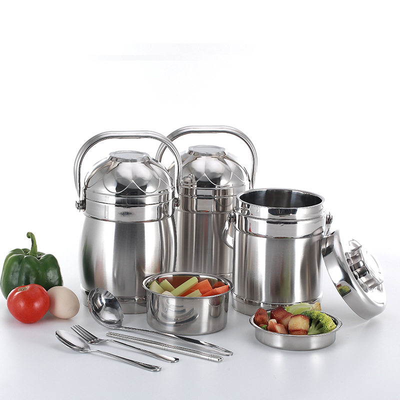 Stainless Steel Thickened Insulation Lunch Box Three-Layer Pot Large Capacity Insulation Bucket Student Adult Office worker Lunch Box