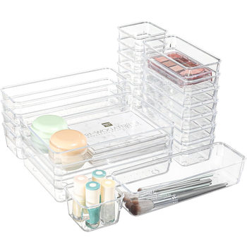 Cross-border Wave Point Desktop Drawer Storage Box Stationery Sundries Finishing Household Cosmetics Transparent Partition Box suit