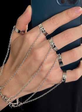 ins风连指手链 时尚朋克风创意手指连体手链戒指可拆卸潮酷饰品