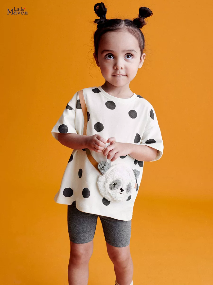 加工定制可爱女童套装夏季短袖贴布绣女童套装