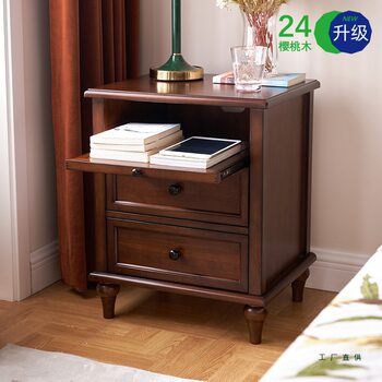 American Country Style Solid Wood Furniture Bedside Cabinet Simple Bedroom Economical Double Drawer Bedside Cabinet