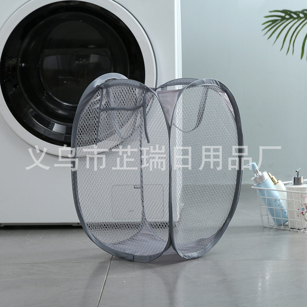 New Solid Color Simple Foldable Laundry Basket Home Grid Breathable Dirty Clothes Basket Toy Sundries Portable Storage Basket
