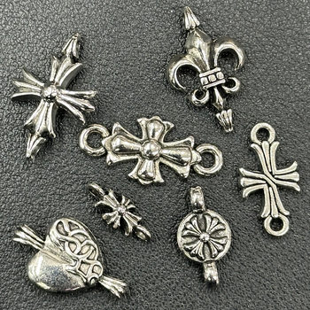 DIY Alloy Accessories Cross Alloy Bracelet Necklace Pants Chain Waist Chain Crow Heart Alloy Double Hole Bracelet Connector