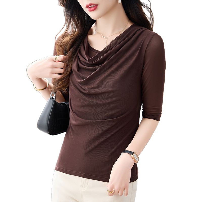 Summer Mesh Womens T Shirt Stylish Mid Length Sleeve Plus Size Flattering Fit Casual Everyday Wear Wholesale