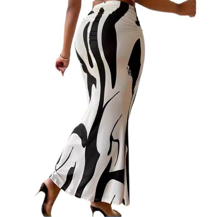 High Waisted Pencil Skirt Slimming Zebra Print Fishtail Design Comfortable Fit Perfect for Parties and Events