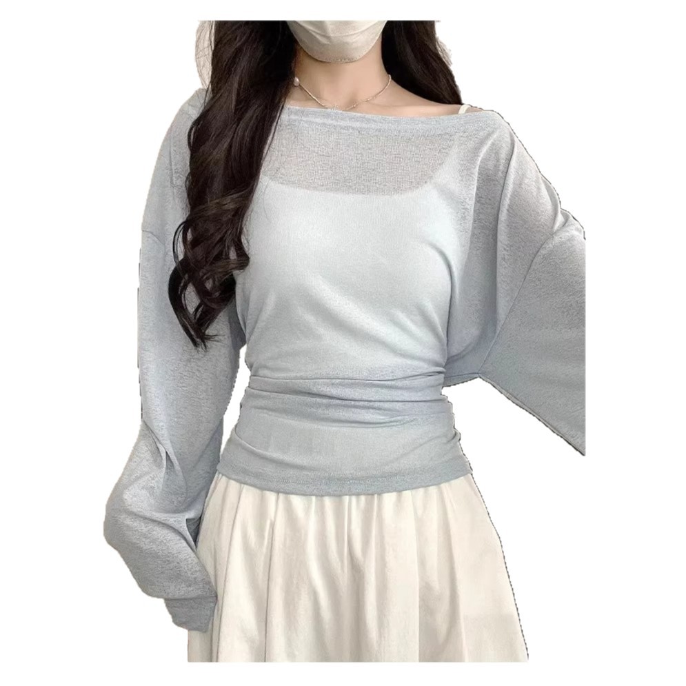 Lightweight Pink Sheer Summer Sweater Plus Size Back Tie Design Waist Cinching Casual Wear for Women OEM Available