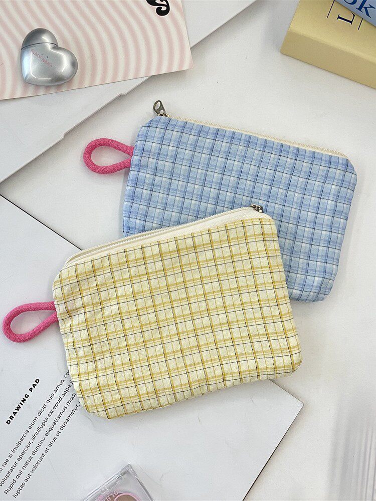 5815 Plaid Coin Bag Carry-On Key Bag Coin Bag Miscellaneous Bag Cosmetics Lipstick Air Cushion Storage Bag