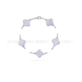 Purple chalcedony white gold-five flower bracelet