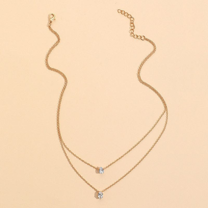 Niche Design Zircon Necklace Water Drop Goose Egg Oval Single Stacked Fashionable Elegant Necklace Wholesale