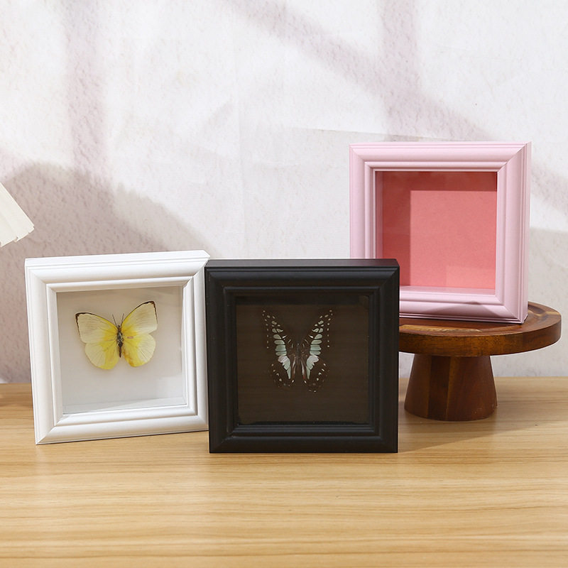 European Butterfly Collection Photo Frame Square Stereo Hollow Glass Photo Frame Table DIY Butterfly Insect Picture Frame