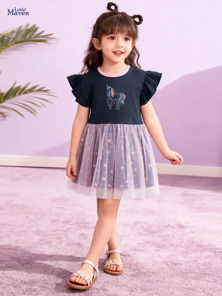 New Summer Girls' Dress, Cute Baby Tulle Dress, [Style] Cartoon Kids' Dress