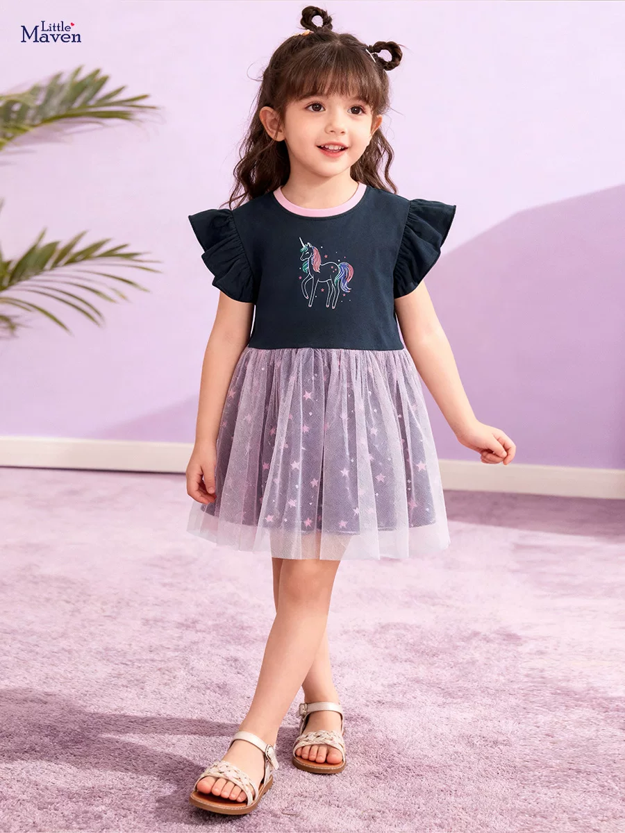 New Summer Girls' Dress, Cute Baby Tulle Dress, [Style] Cartoon Kids' Dress