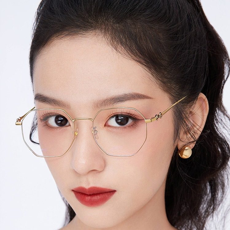 Color-changing anti-blue light glasses student myopia glasses men's and women's glasses frame plain frame face small finished tea myopia glasses