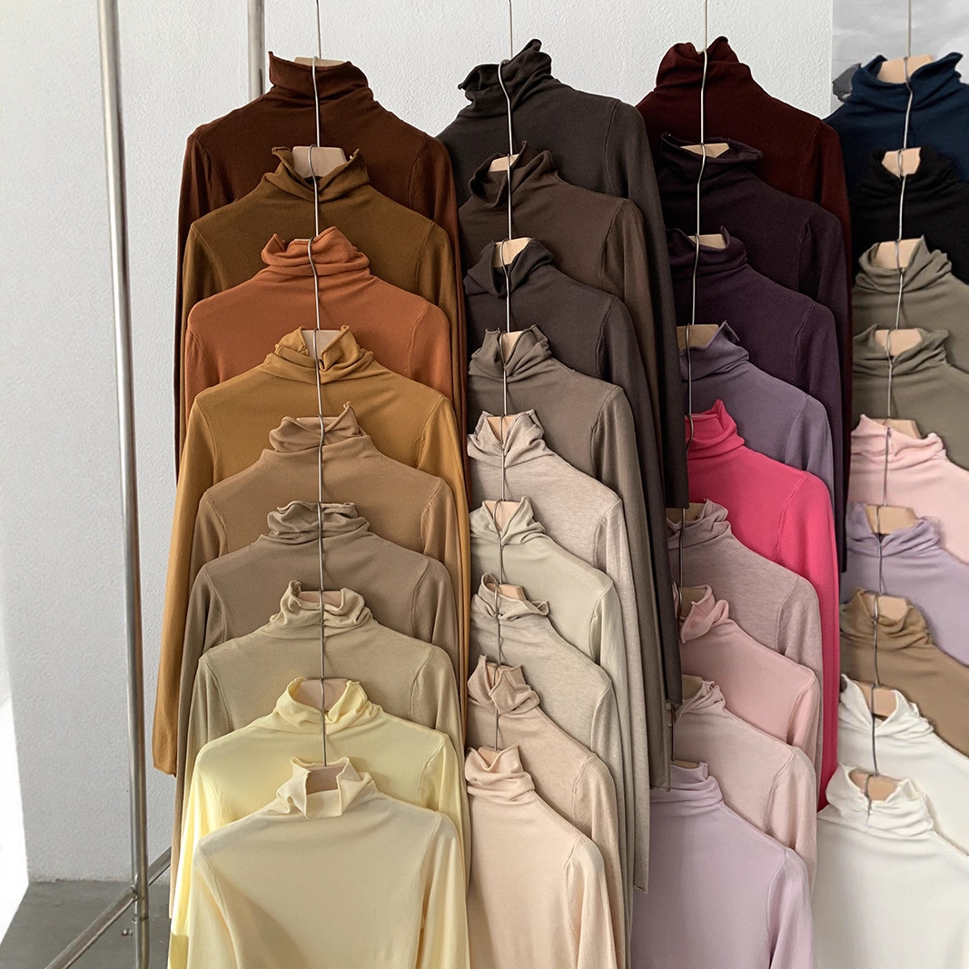 Omalai นุ่มกองปกสีทึบแขนยาวแอนดี้กำมะหยี่บางบางถักเสื้อด้านล...