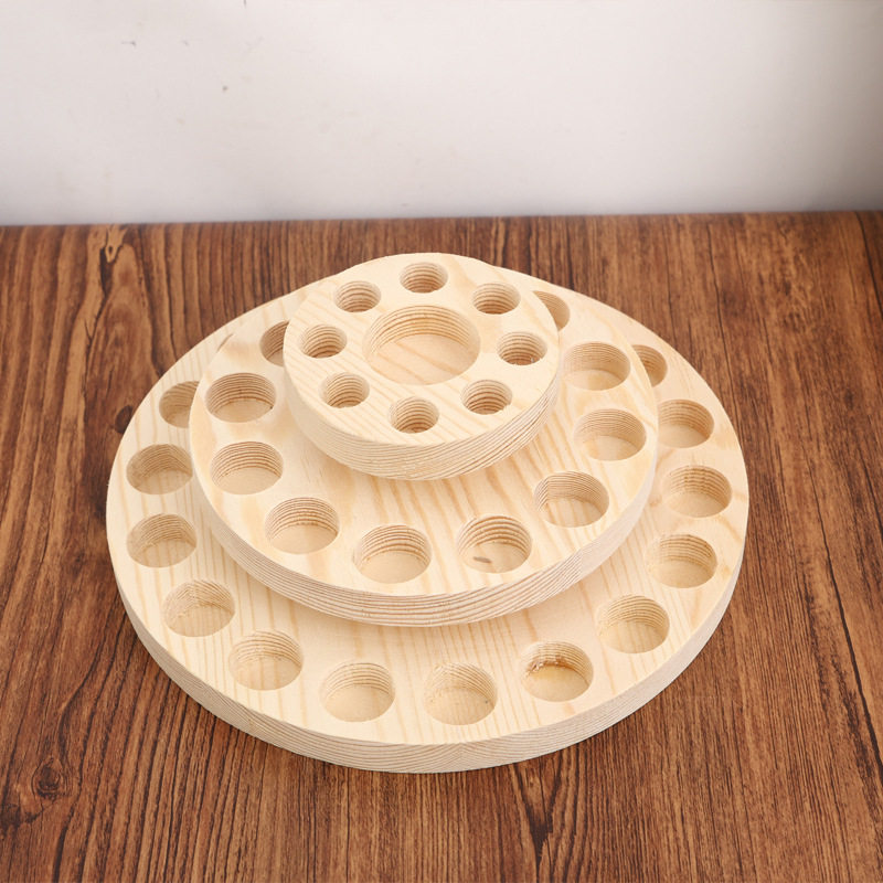 38-Slot Essential Oil Display Rack, 360-Degree Rotating Three-Layer Solid Wood Bottle Organizer, Desktop Storage Display Tray, Doterra