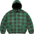 [removable hooded lambswool jacket] green plaid