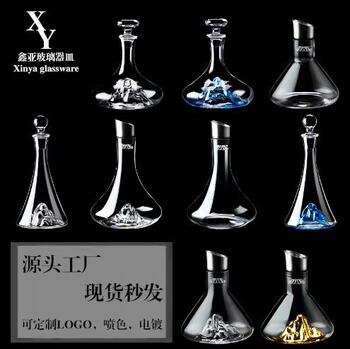 Wholesale Light Luxury Style Crystal Glass with Lid Wine Wine Blue Mountain Waterfall Quick Decanter Premium Sense suit