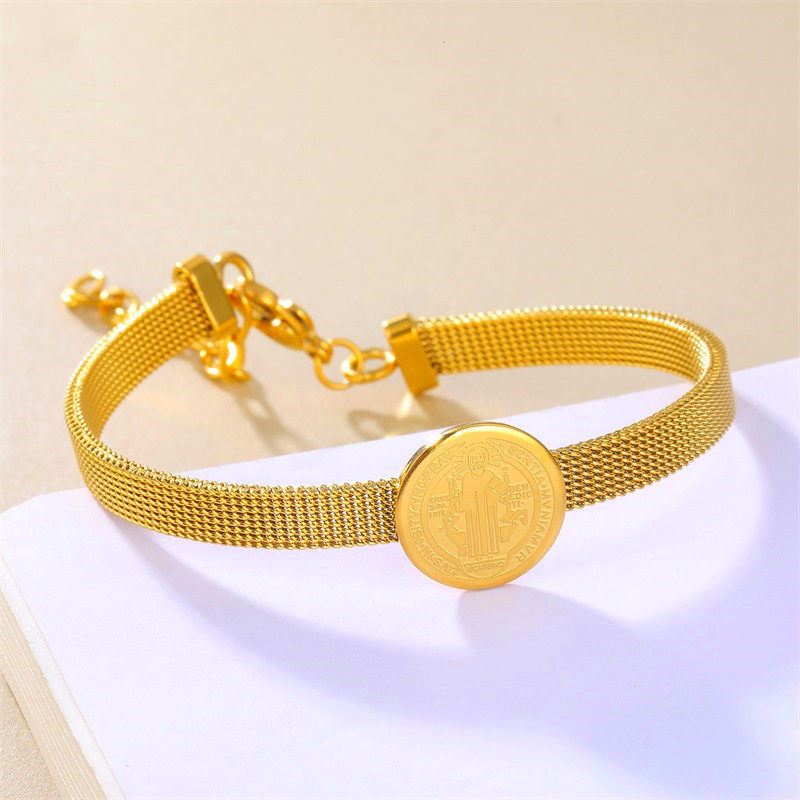 Cross-border European and American Hot Selling Stainless Steel Saint Benedict Bracelet Plated 18K Gold Priest Exorcist Watch with Bracelet Jewelry