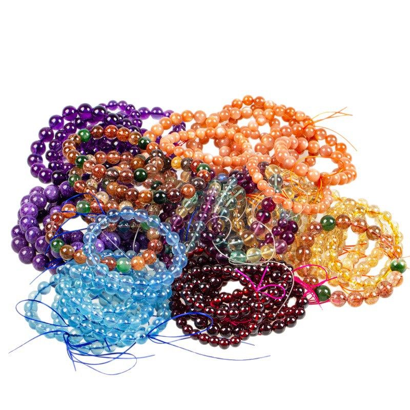 Wangyi Handmade Live Broadcast Exclusive Natural Strawberry Crystal Garnet Amethyst Hair Crystal Tourmaline Bracelet Pendant