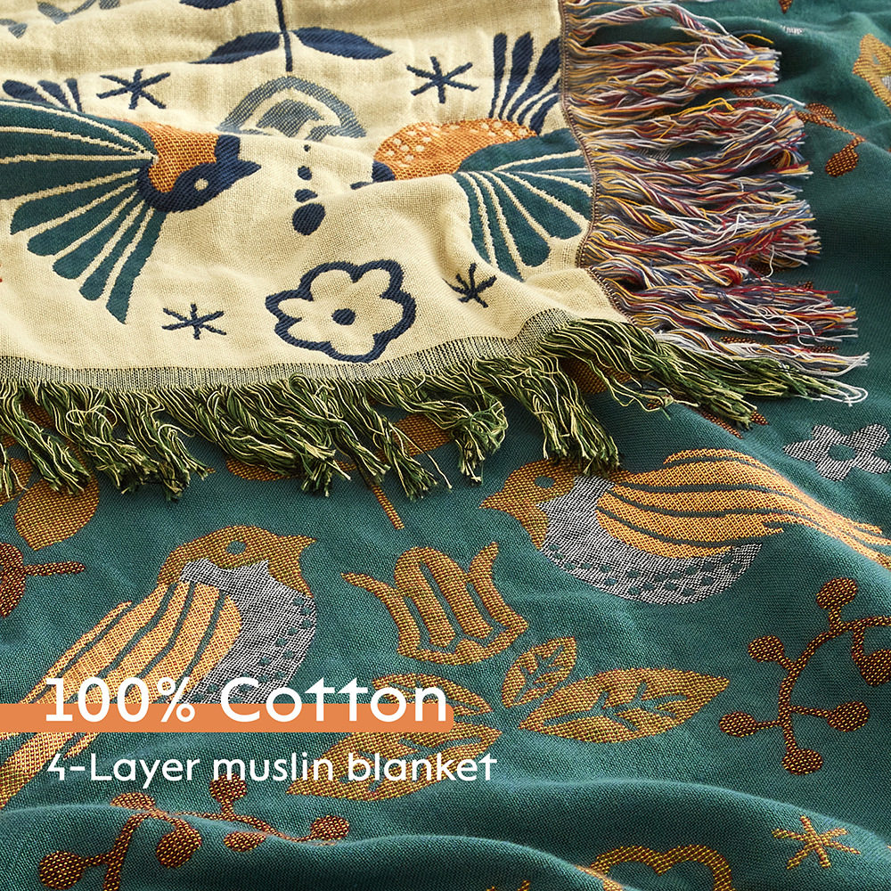 Cross-Border Hot Selling Pure Cotton Gauze Blanket Sofa Blanket Towel Quilt Cotton Bohemian Thread Blanket Boho Blanket