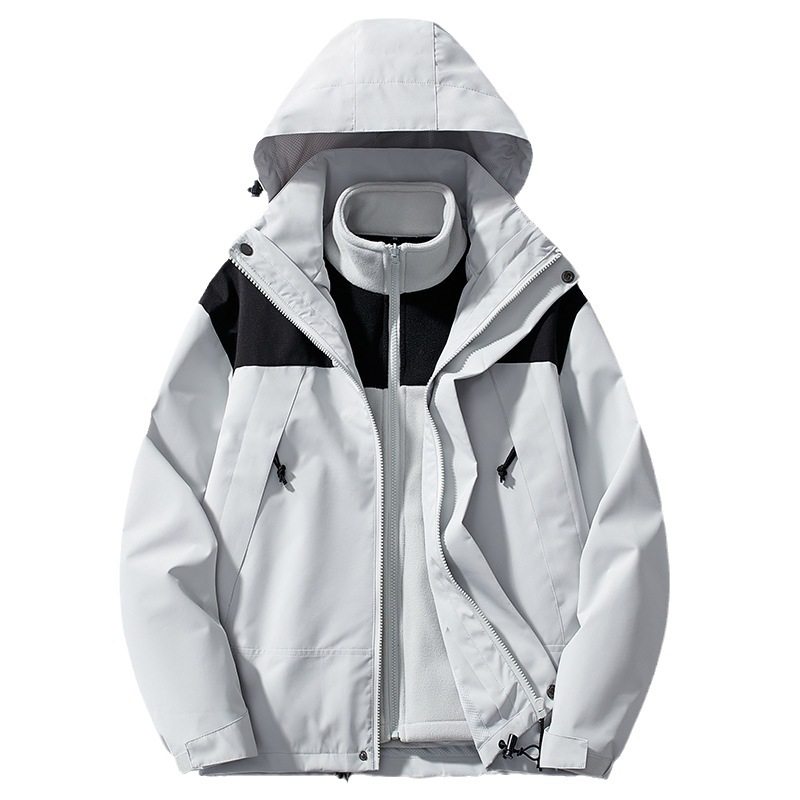 Outdoor Charge Clothes Three-in-One Men's Autumn and Winter Thickened Jacket Detachable Windproof and Waterproof Two-piece Mountaineering Suit for Women