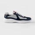 Dark blue patent leather gray mesh