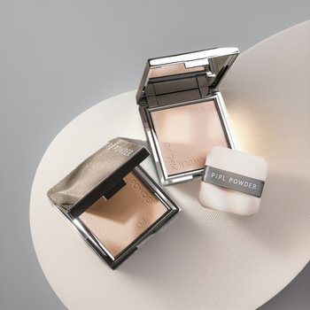 Pipl Small Silver Block Compact Powder Concealer Contouring Dry and Wet Dual-Use Moisturizing Dry Powder Setting Powder Loose Powder for Women Long-Lasting Makeup