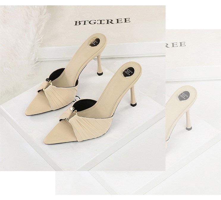 Sandal cao gót nữ mũi nhọn quai ngang chất liệu ren phối nhún, gót nhọn thanh mảnh — Họa tiết da báo, Màu be, màu đen