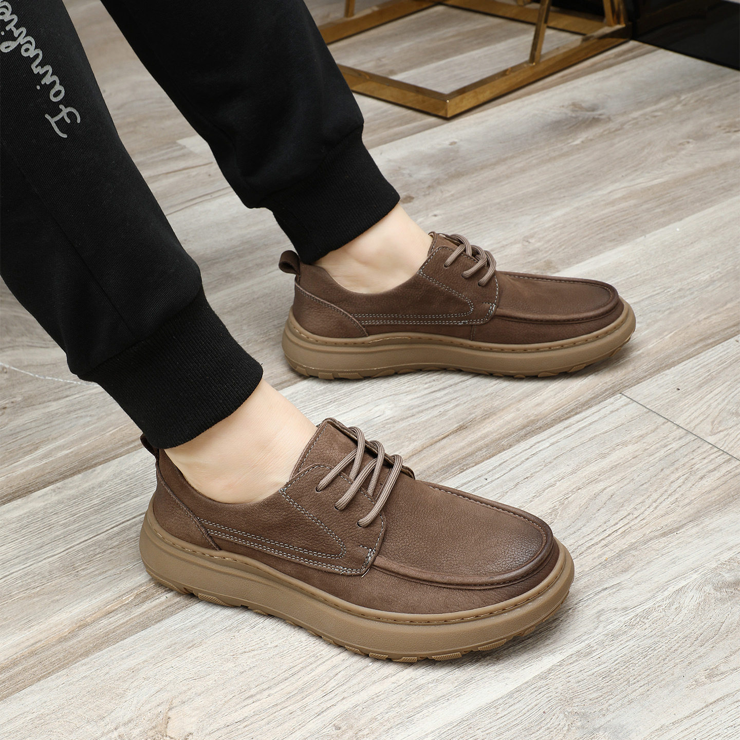 Men's Genuine Cowhide Thick-Sole Casual Leather Shoes