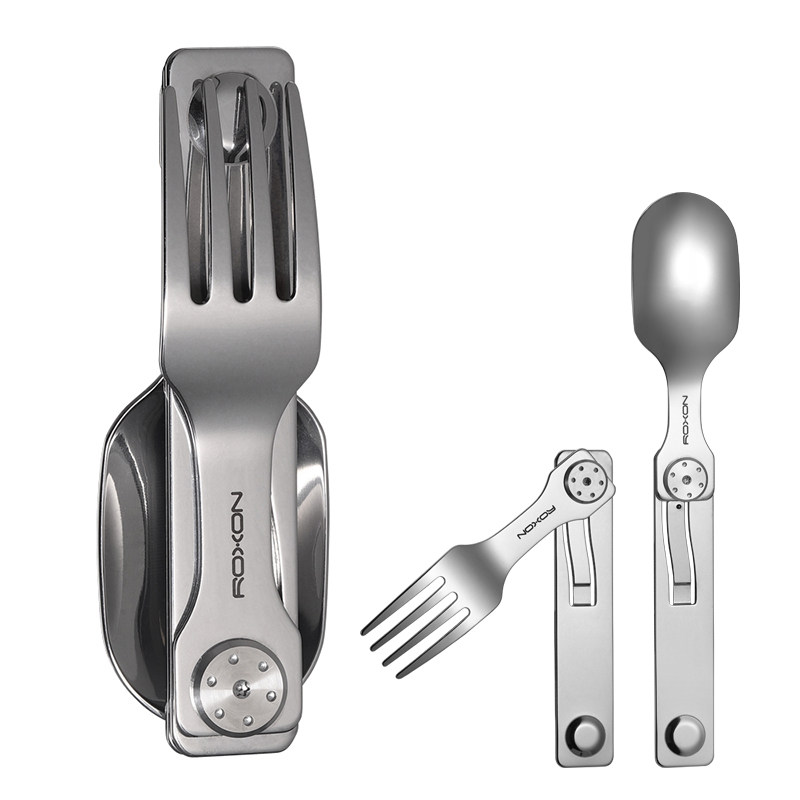 Ron Stainless Steel Practical Rosen Fork and Spoon Xo Outdoor Camping Style Stacking Equipment Series Multi-Purpose Portable Tableware