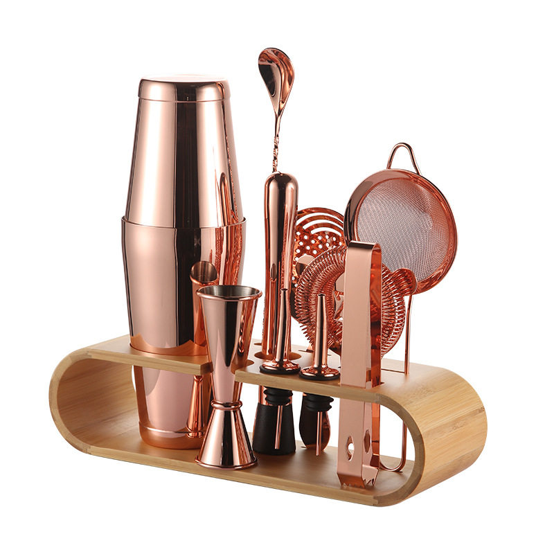 304 Stainless Steel Cocktail Cup Ounce Set Copper Plated Black shaker shaker with Storage Rack