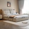 Modern Simple Home Double Master Bedroom Large Bed with Drawers Multi-Functional Soft Bag Storage Double Bed Wedding Bed Italian Wood