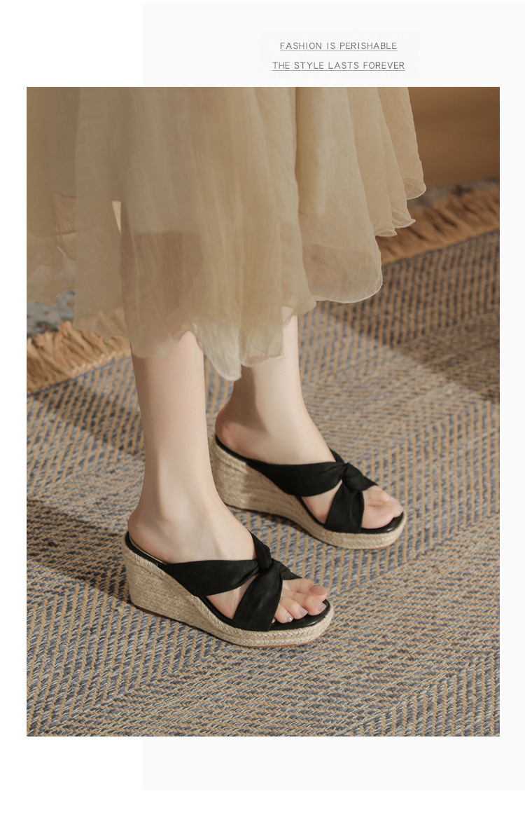 Dép sandal nữ quai ngang gót xuồng 9cm mũi hở đế mềm êm chân — Màu be, màu đen