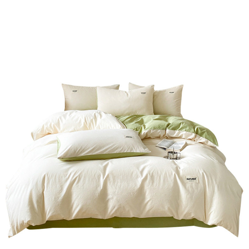 Class a Cotton Four-Piece Set Thickeneded Pure Cotton Quilt Cover Nantong Bedding Pure Color Bed Bed Sheets Quilt Cover Pillowcase Three-Piece Set