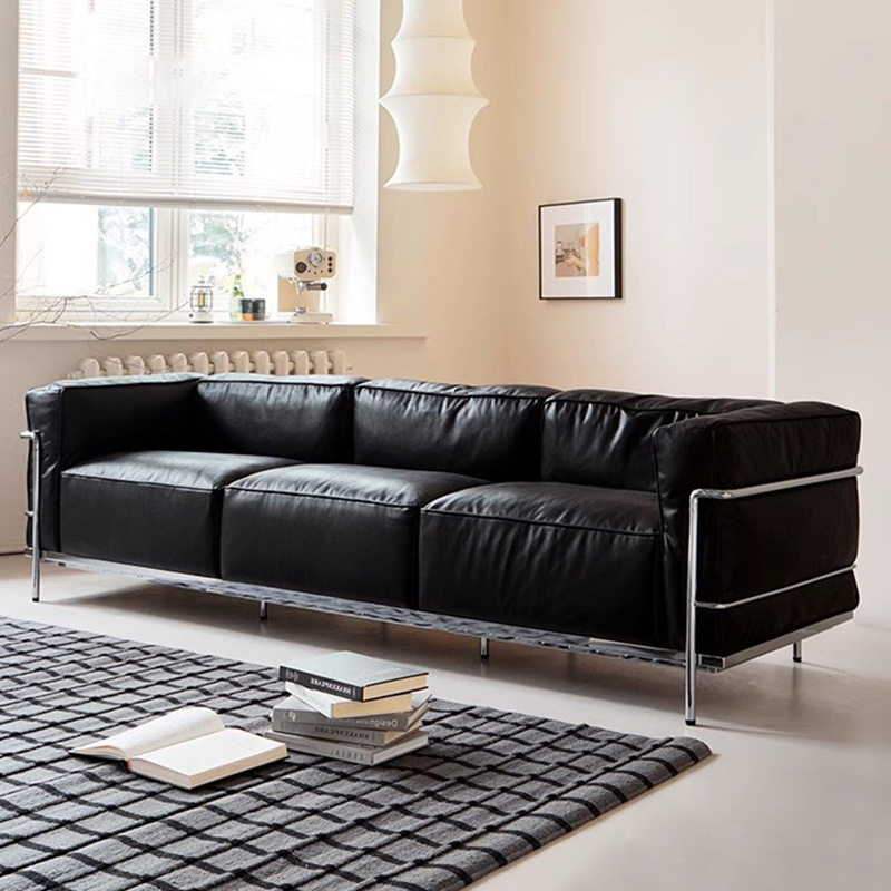 柯布西耶LC3真皮单人沙发中古设计师不锈钢直排现代轻奢客厅沙发