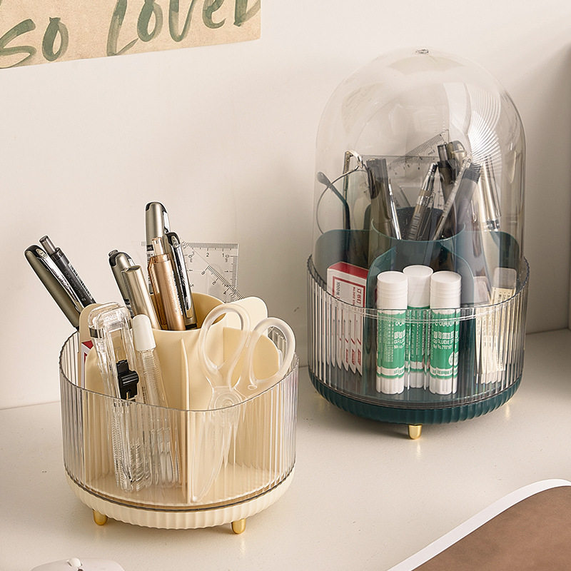 Cosmetics Storage Box Rotating Compartment Dust-Proof with Lid Skin Care Product Desktop Dressing Table Organizer Lipstick Storage Box