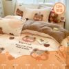 Class A Maternal and Infant Thickened Milk Velvet Four-Piece Set Coral Velvet Quilt Cover Cover fleece-lined Flannel Bed Sheet Three-Piece Set