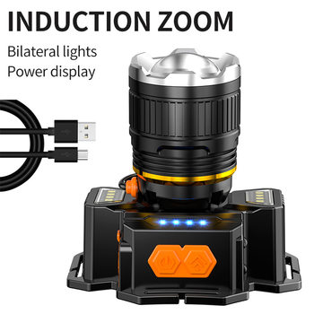 Strong light super bright cross-border induction headlight miner's lamp USB charging emergency smart head-mounted outdoor lighting L ED head