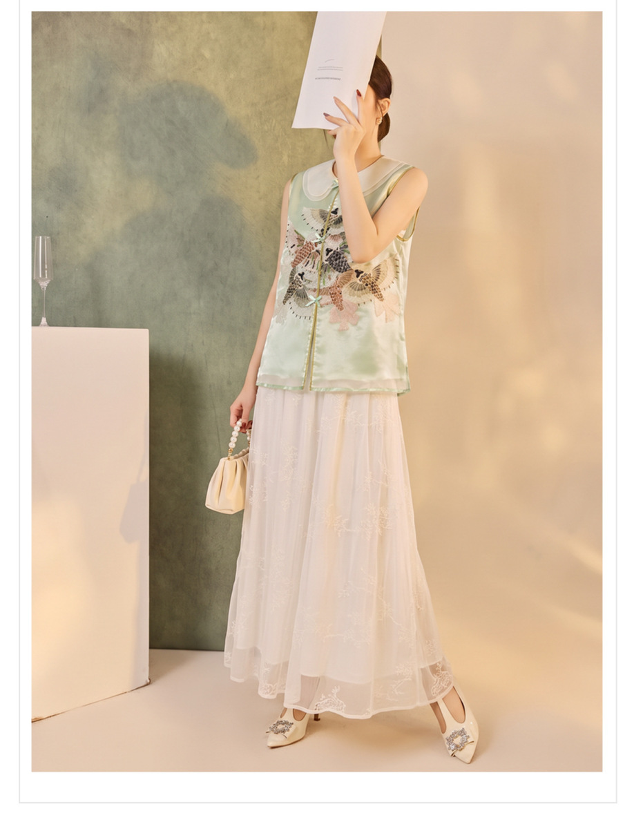 Set áo gile thêu không tay kèm chân váy xòe dài nữ — Chân váy thêu (giao hàng trong 7 ngày), Chân váy thêu (giao hàng trong ngày), Áo gile thêu hạt (giao hàng trong 7 ngày), Áo gile thêu hạt (giao hàng trong ngày)