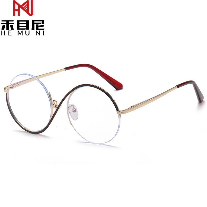 Anti-blue Light Flat Mirror Round Frame Plain Style Glasses Frame Korean Style Fresh Style Women's Glasses Can Match Glasses All-match Glasses Frame