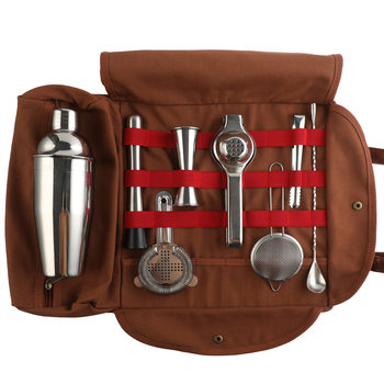 Cross-Border Direct Supply Stainless Steel Cocktail Shaker Set Bar Tools Cocktail Bag Outdoor Shoulder Bag Wine Bag