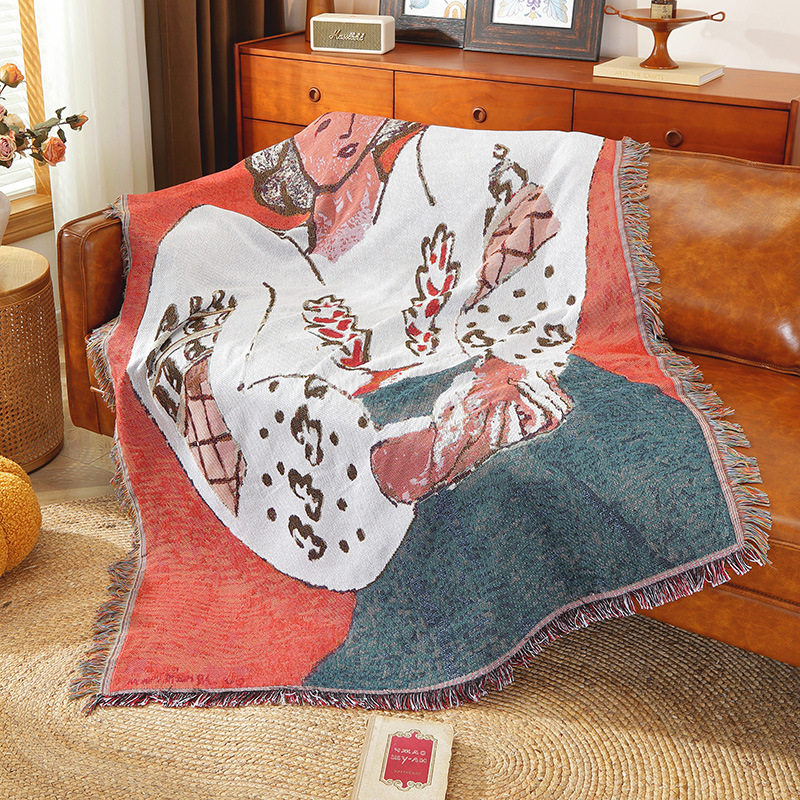 Cross-Border Foreign Trade Independent Station Amazon Jacquard Decorative Tapestry Cotton Blanket Office Sofa Cover Blanket Factory Ready Stock