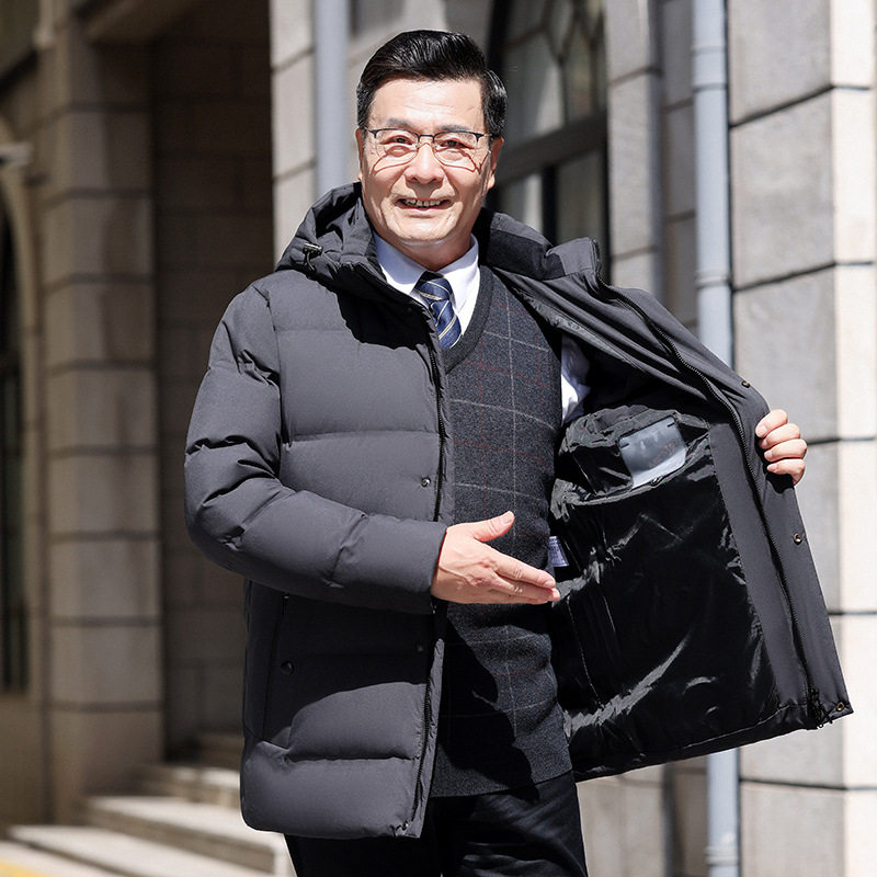 2023 down jacket men's short winter fashion hooded winter New thickened warm middle-aged and elderly outside suit