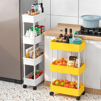 Bathroom Removable Multi-Layer Storage Rack Floor Cart Washbasin Bathroom Kitchen Sandwich Storage Shelf Wholesale