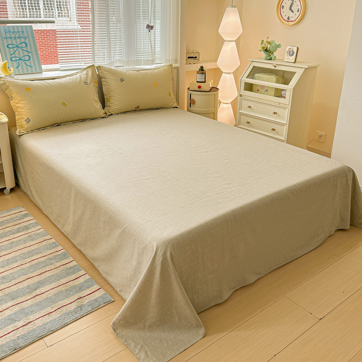 New Four-Piece Set of 100% Cotton Cartoon Ins Style Quilt Cover Bed Sheets Quilt Cover Bedroom Three-Piece Set for Home Use