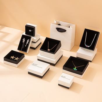 Solid color black and white jewelry box packing box simple fresh stud earrings bracelet necklace ring stud earrings paper jewelry box